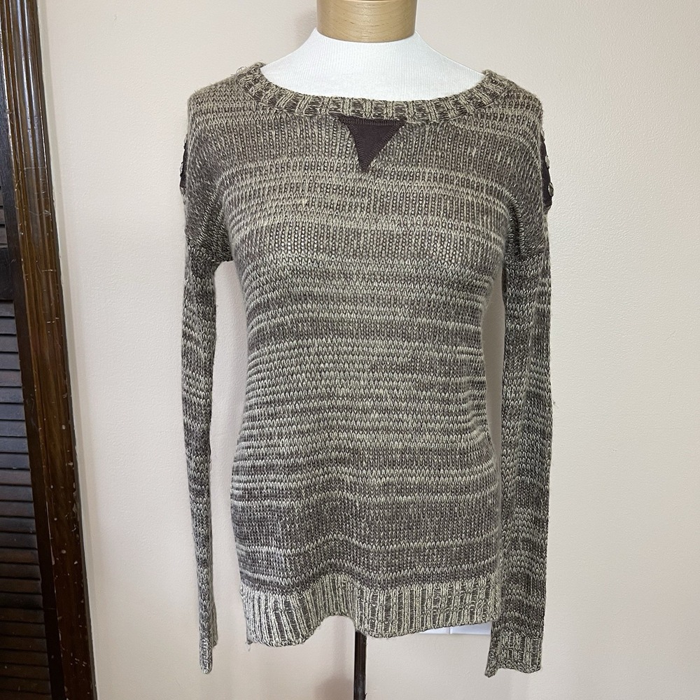 Romeo & Juliet Couture Womens Brown Studded Shoulder Military Knit Sweater Small